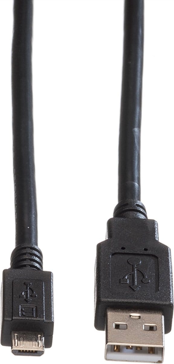 ROLINE USB 2.0 Kabel, USB A Male - Micro USB B Male, zwart, 3 m