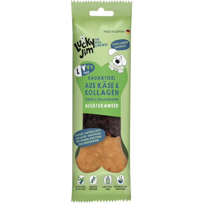 120g Lucky Jim kau Bot L Kaas & Collageen Algen Hondensnacks