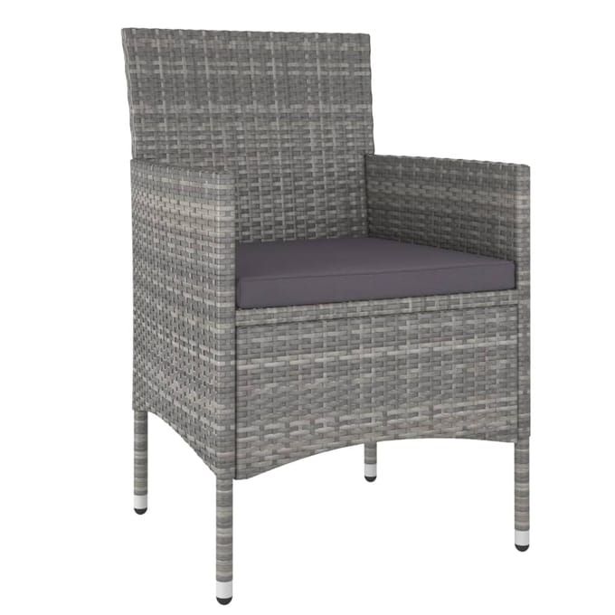 vidaXL - 3-delige - Tuinset - poly - rattan - grijs