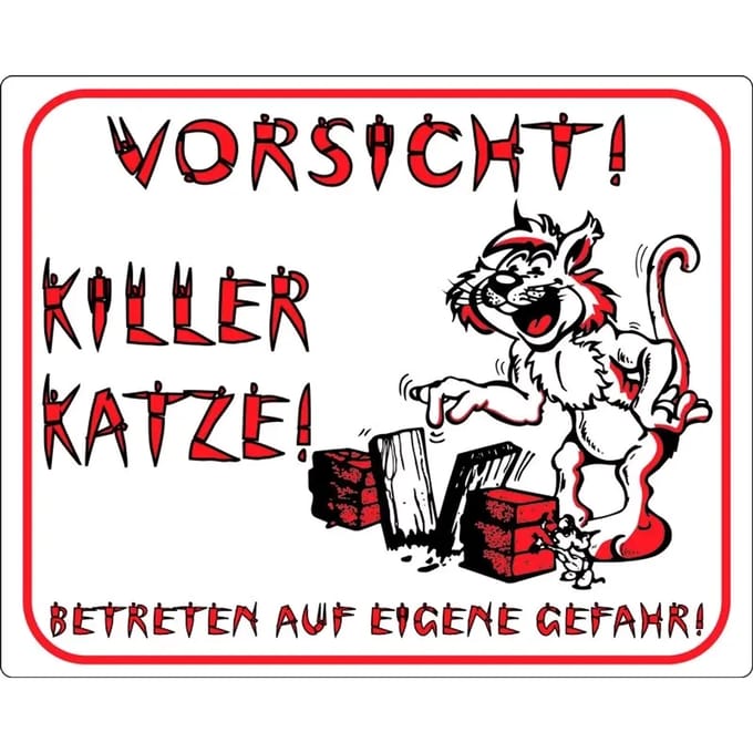 Hond aanwijsbord Nobby Pet Vorsicht! Killer Katze