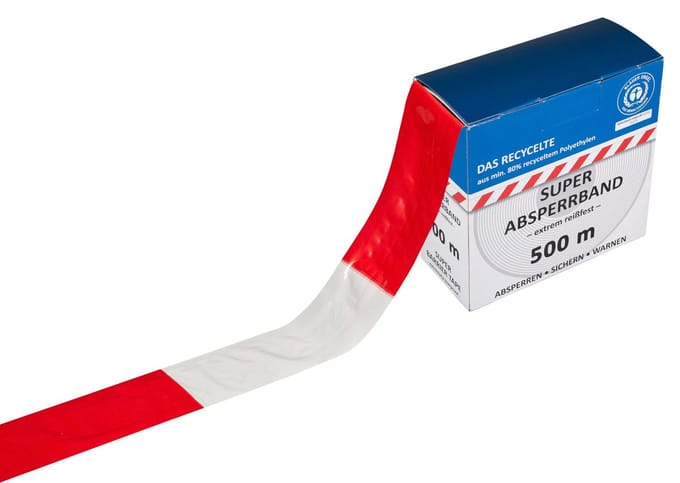 Rood/wit afzetlint/band 80mm 500 meter