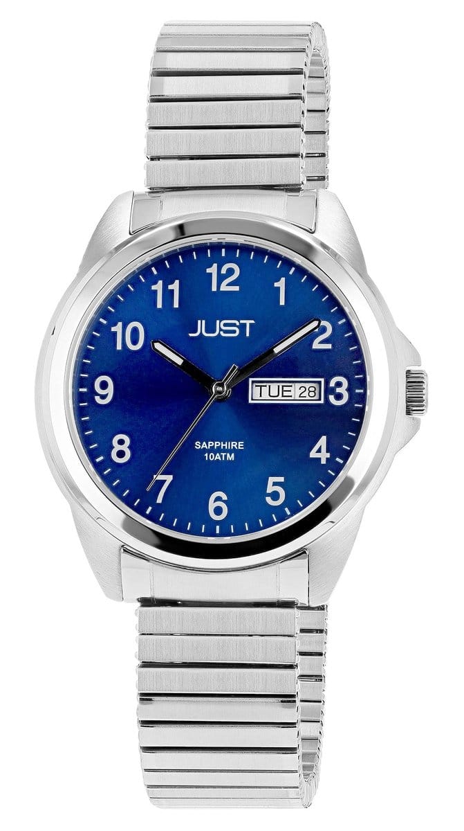 JUST herenhorloge Edelstahl van Edelstahl met datum- en dagweergave, 10 ATM
