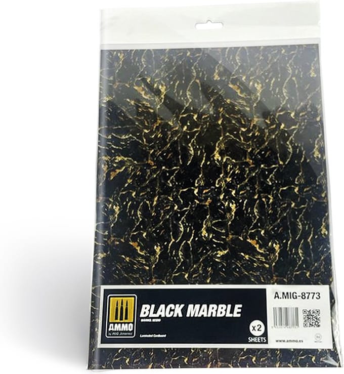 AMMO by Mig Jimenez Modelbouwpakket - MIG 8773 Marble Black - Smooth Sheet of Marble - 2pcs Accessoires set - AMMO - Modelbouw