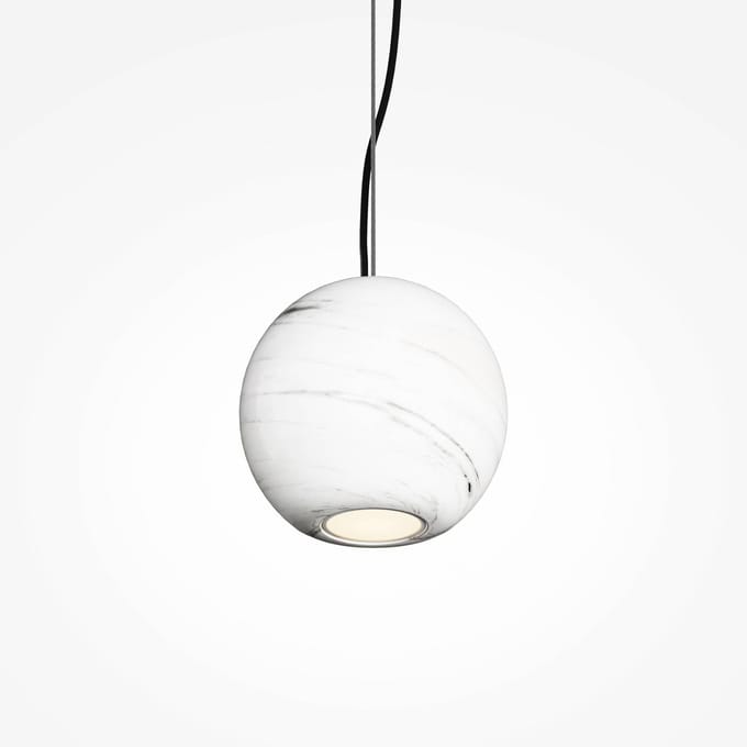 Maytoni Hanglamp BASIC TEXTURE, wit, Ø 12 cm, marmer, GU10