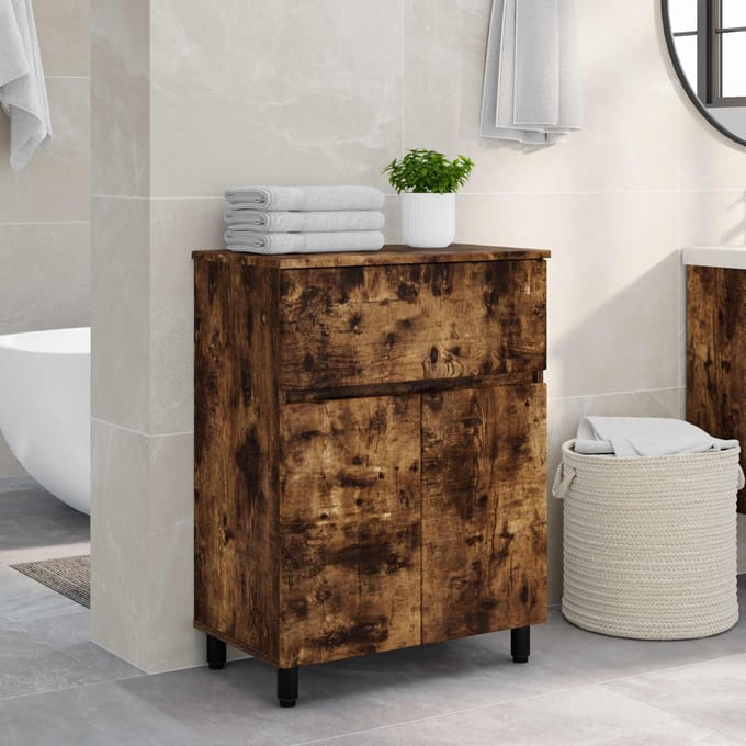 vidaXL - Badkamer - vaniteitsunit - Gerookt - eiken - 60 - x - 35 - x - 80 - cm