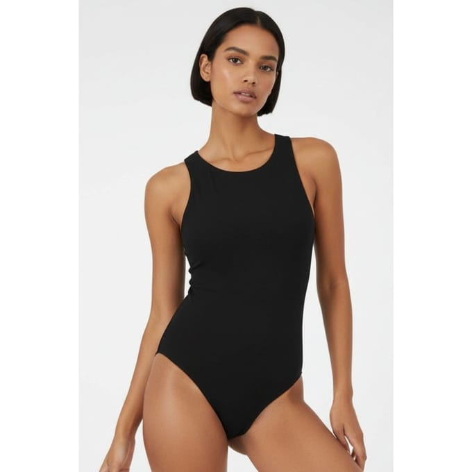 Strak Passend Mouwloos Shirtbodysuit met Drukknoopsluiting