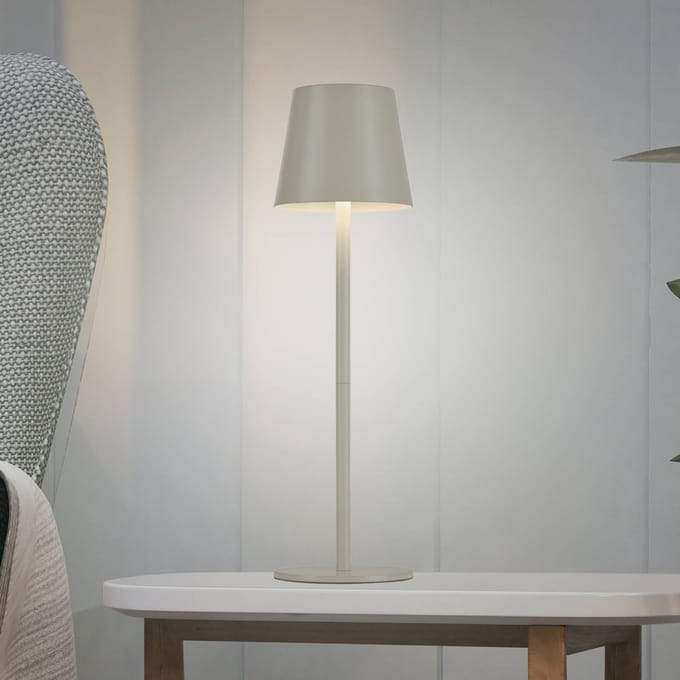 JUST LIGHT. GmbH JUST LIGHT. Euria LED tafellamp, grijs-beige ijzer IP54