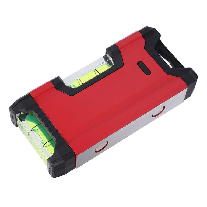 Magnetische Waterpas Kleine Draagbare Aluminiumlegering Waterpas 0,5 mm Nauwkeurigheid 11 cm Lang Dubbele Libel red