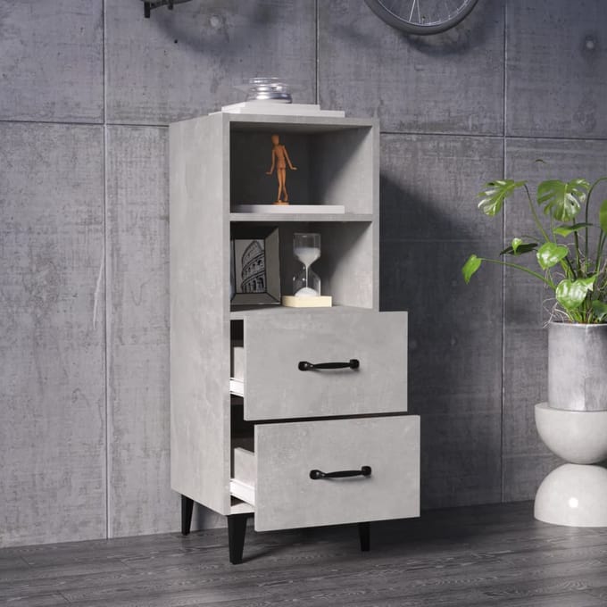 vidaXL - Dressoir - 34,5x34x90 - cm - bewerkt - hout - betongrijs