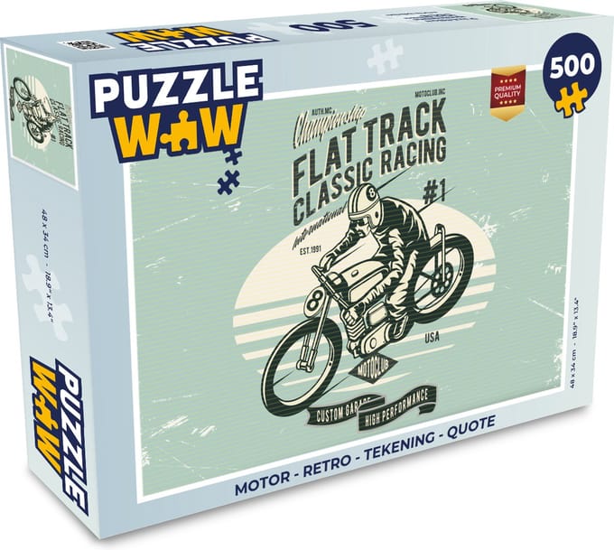 Puzzel Motor - Retro - Tekening - Quote - Legpuzzel - Puzzel 500 stukjes