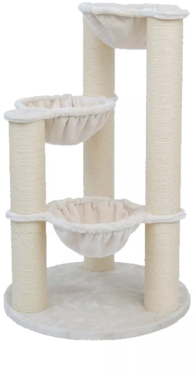 Quapas - kattenkrabpaal Phoenix - Topkwaliteit - beige - cream - extra stevig - 3 hangmatten XXL 128cm