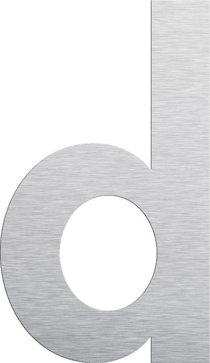 Huisnummer 15 cm - Letter d - RVS mat geborsteld
