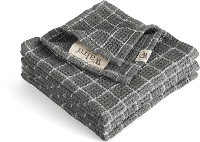 Walra Vaatdoek Katoen - Dry with Cubes - 3x 30x30 - Off Black
