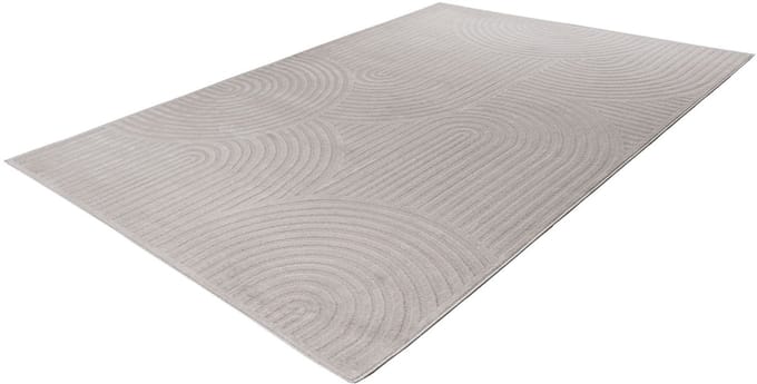 Lalee Japandi Vloerkleed - Modern Tapijt - Laagpolig - Zilver - 3D-effect - Minimalistisch Design