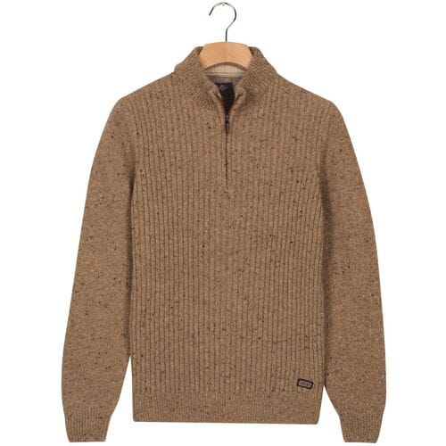 Baileys Trui Half Zip Front Structure Knit Mushroom / male