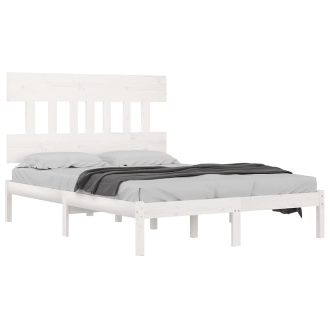 vidaXL - Bedframe - massief - hout - wit - 120x200 - cm