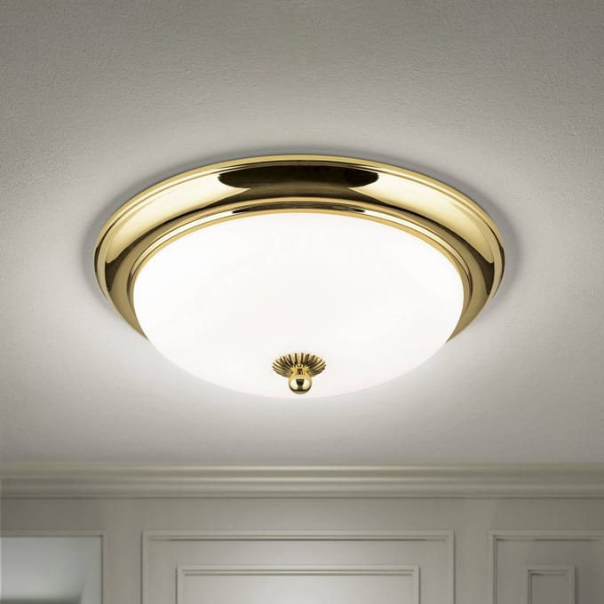 ORION Empire plafondlamp, Ø 35,5 cm, goud, mat opaalglas