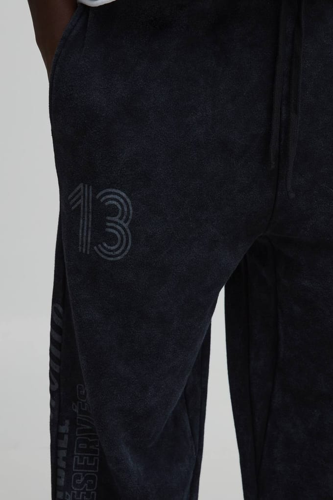 Oversized Lage Kruis Gewassen En Distressed Dubbele Tailleband Jogger | Black | Size XL