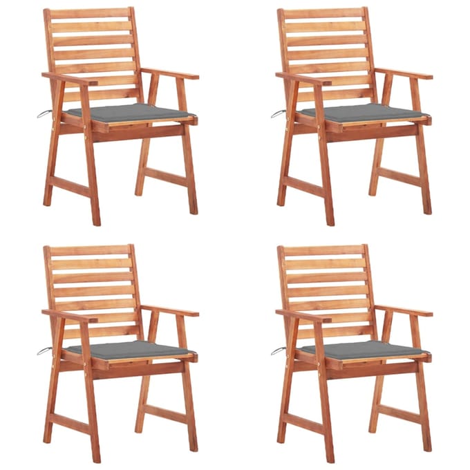 vidaXL - Tuinstoelen - 4 - st - met - kussens - massief - acaciahout