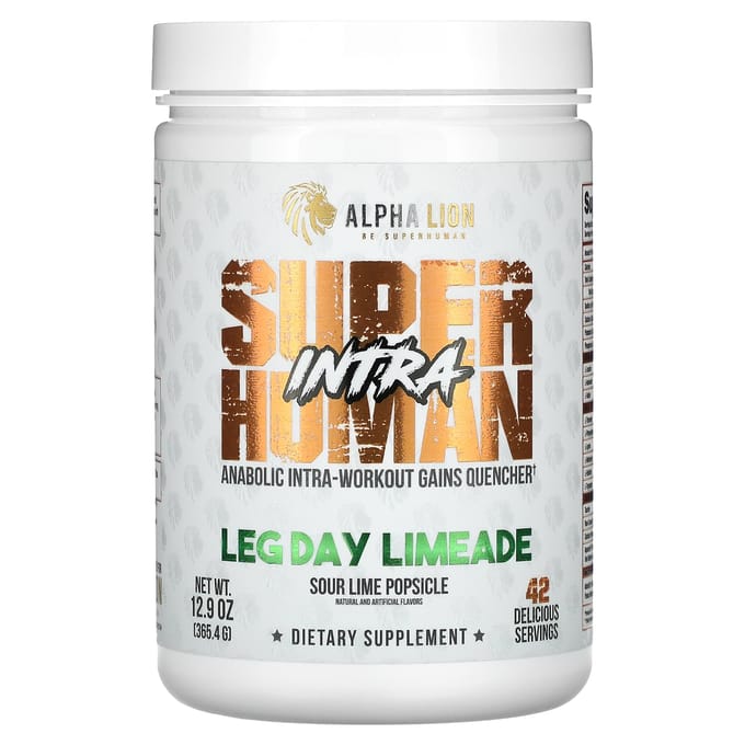 ALPHA LION, SuperHuman Intra, Limonade Jour des Jambes, Popsicle Citron Vert Acide, 365,4 g (12,9 oz)