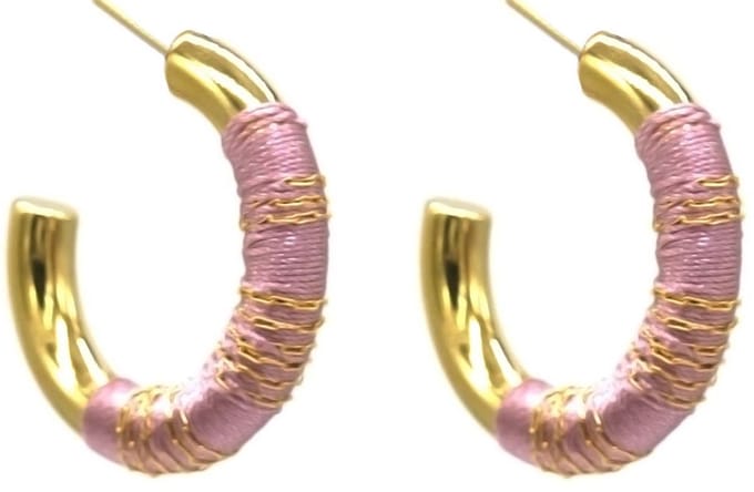 Oorbellen - Open Oorringen - RVS - 3 cm - Goudkleurig en Roze