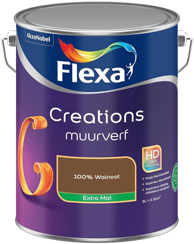 Flexa - Creations Muurverf Extra Mat - 100% Walnoot - Mengverf - 5 L