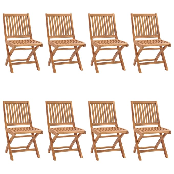 vidaXL - Opklapbare - stoelen, - 8 - stuks, - massief - teakhout