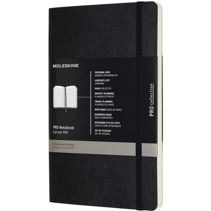 Moleskine PRO Cahier Noir PROPFNTB3SBK, Couverture Souple, Grand, noir