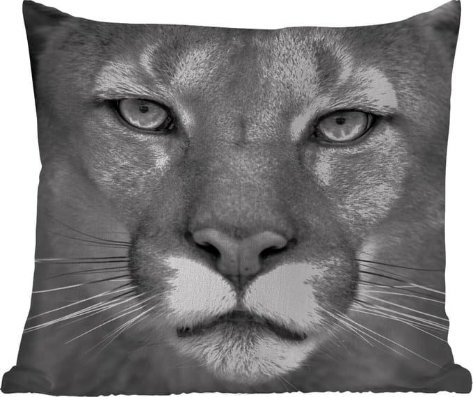 Tuinkussen - Panter - Wilde dieren - Zwart - Wit - 40x40 cm - Weerbestendig