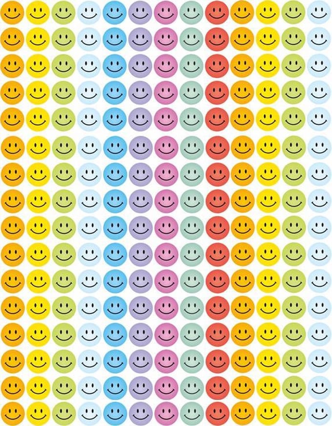 Pastel Smiley Stickers - 1104 Stickers - 3 Stickervellen - Beloningsstickers