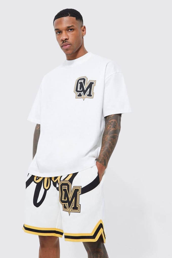 Oversized Ofcl Basketball T-Shirt And Short Set | White | Size Medium