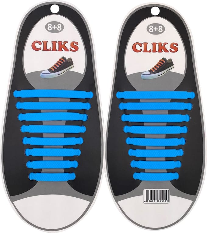 Elastische Veters Lichtblauw - Zonder Strikken - 1 Paar Schoenen - Kinderen & Volwassenen - CLIKS