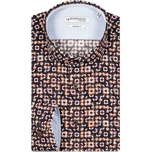Giordano Overhemd Row Cutaway Vintage Flowers Rood / male