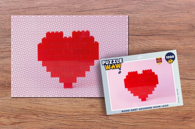 Puzzel Hart - Bouwblokken - Rood - Legpuzzel - Puzzel 1000 stukjes volwassenen