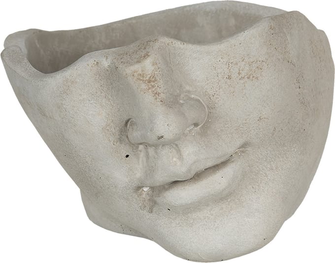 Bloempot voor Binnen – Beige – Rustieke Pot – 23x20x14 cm – Steen – Hoofdmotief