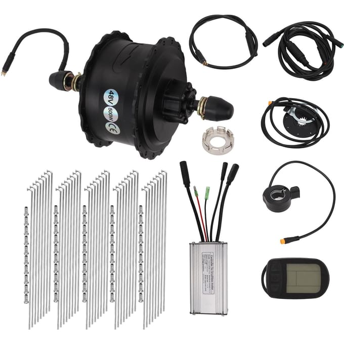 48V 500W Naafmotor Kit Waterdichte Connector Elektrische Fiets Conversie Kit met Controller voor Sneeuwfiets 26 Inch black