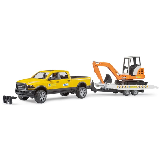 Auto Ram 2500 Power Wagen Rental Service met aanhangwagen en minibagger