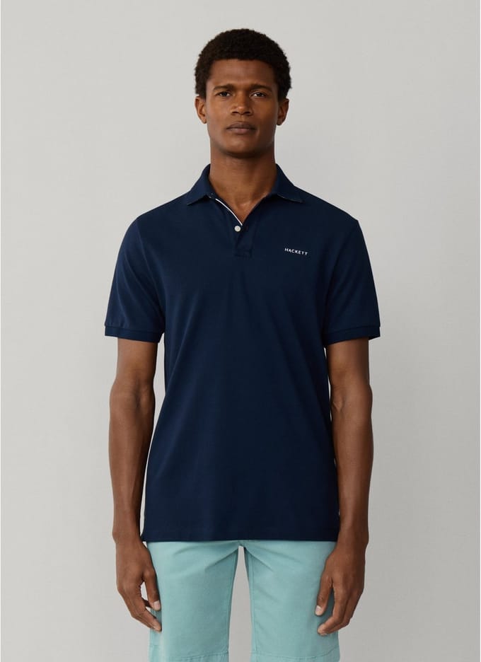 Hackett Swim Trim Island Korte Mouw Poloshirt Blauw S Man
