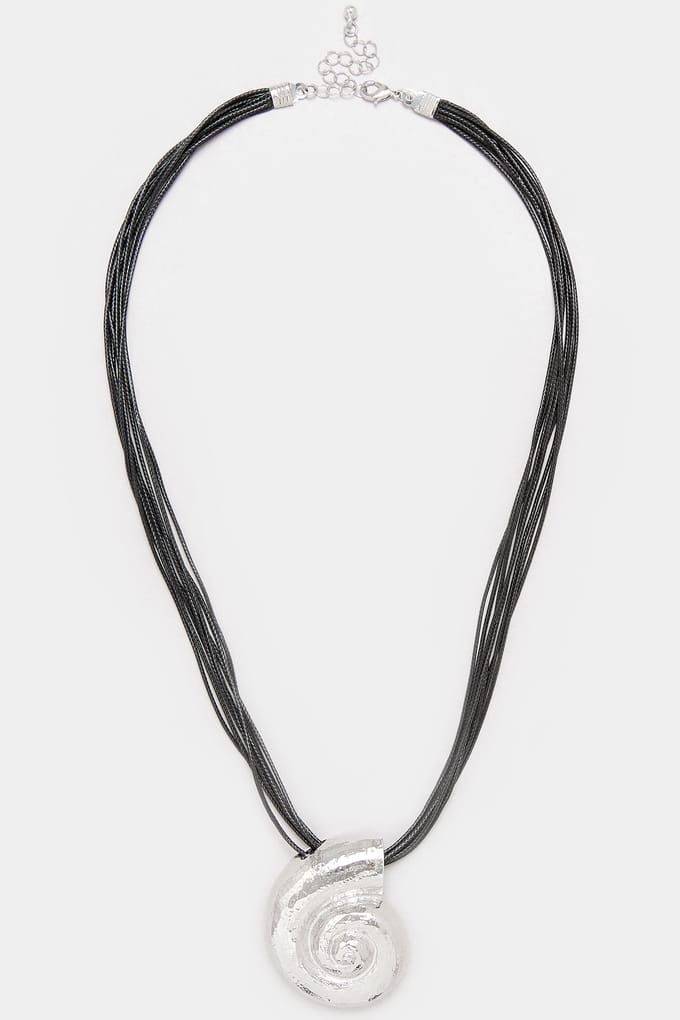 Yours Statement Ketting Met Schelpenhanger In Zilver/Zwartsize One Size