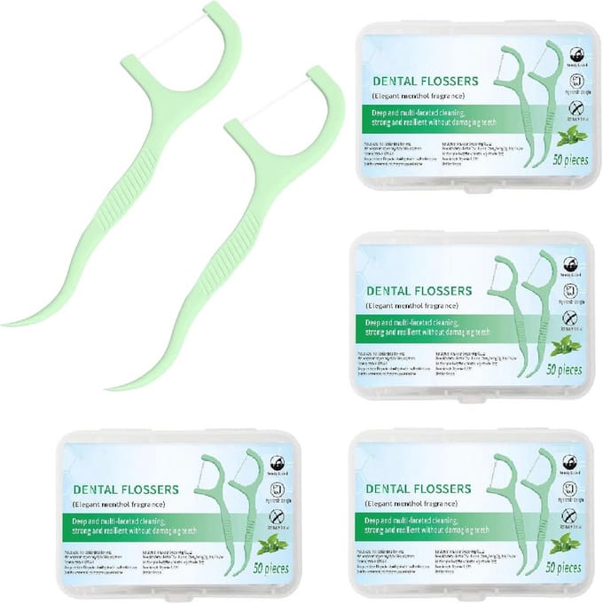 Tandzijde Plectrums - 200 Stuks, Mint Smaak, 2 in 1 Ontwerp