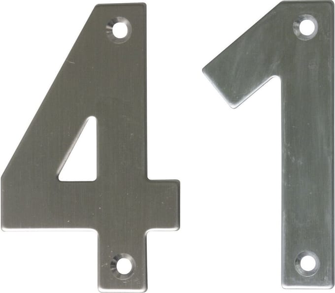 AMIG Huisnummer 41 - massief Inox RVS - 10cm - incl. bijpassende schroeven - zilver