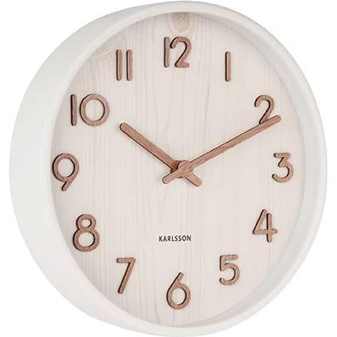 Karlsson Wandklok Pure - Wit lindehout - Small - Ø22cm - Scandinavisch