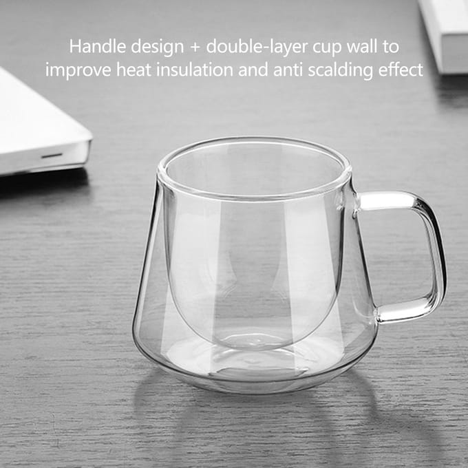 Lot de 2 gobelets à eau en verre multifonctions, grande capacité, transparents et sûrs, double couche, pour la maison white