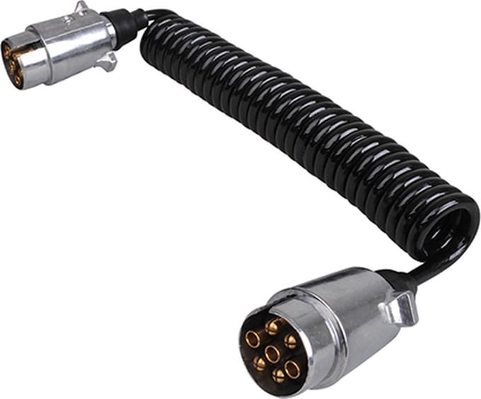 Spiraalkabel 12 Volt 2 x 7 polig metaal