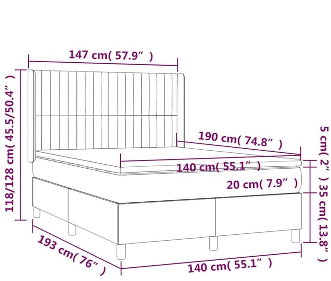 vidaXL - Boxspring - met - matras - fluweel - donkergroen - 140x190 - cm