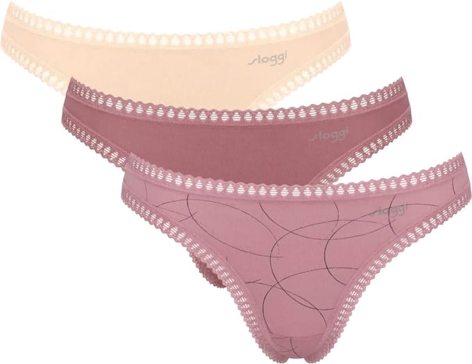Sloggi 3-pack Go Crush string dames - Oudroze / XS