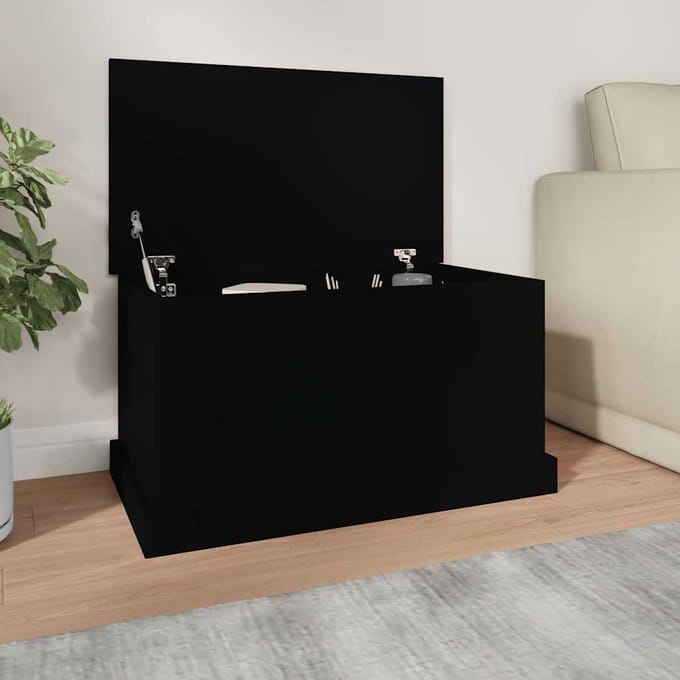 vidaXL - Opbergbox - 70x40x38 - cm - bewerkt - hout - zwart