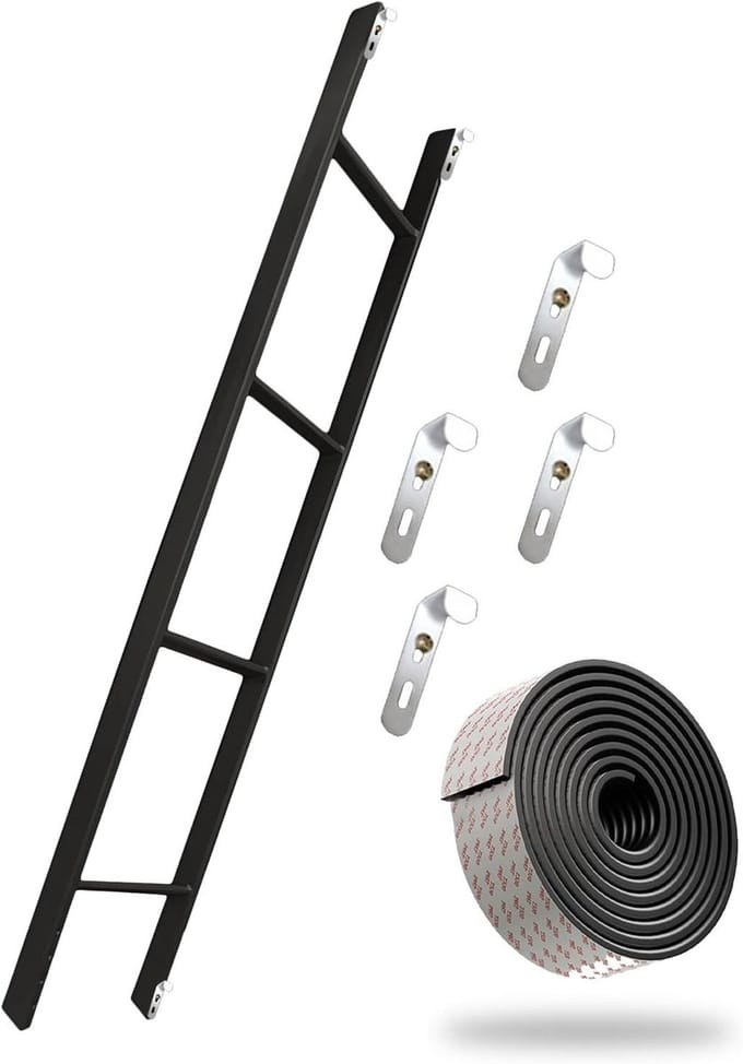 Stapelbedladder - Instapladder - Veilig Instappen - Verstelbare Haken - 116 m - Zwart