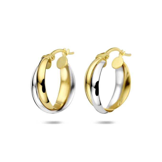 14K Bicolor gouden oorringen 18,5 mm - 4209155