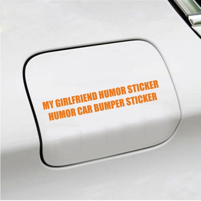 Bumpersticker - My Girlfriend Humor Sticker - 3,5 X 20,6 - Oranje